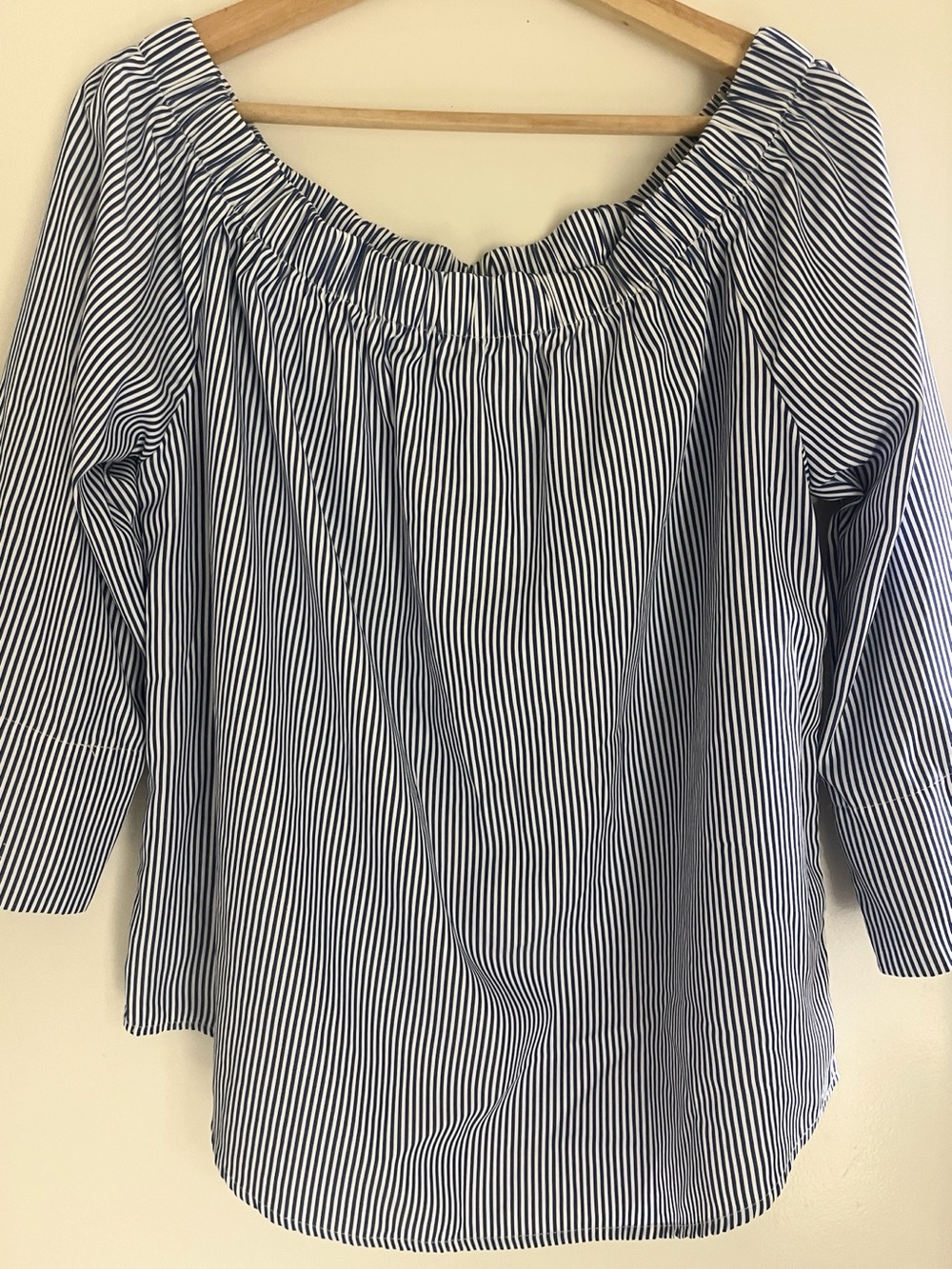 Striped Off-Shoulder Women’s Top - Navy/White